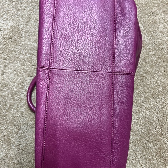 Audrey Brooke Large Leather Fuchsia 3 compartment Satchel- NWT - Picture 9 of 14
